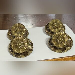 Vintage MCM Brass Floral Pulls/Cabinet/dresser Knobs Set of 4